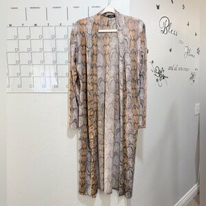 Snake Print Cardigan Size S Small Open Front Long By Boohoo
